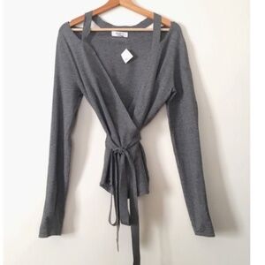 Bailey/44 Heather Grey Shoulder Cutout Sweater L